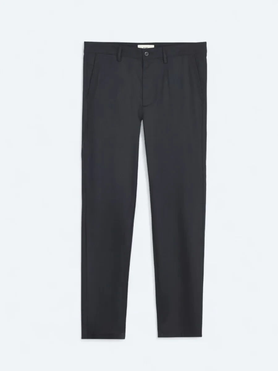 Siyah Düz Dokuma Regular Fit Casual Pantolon - 1