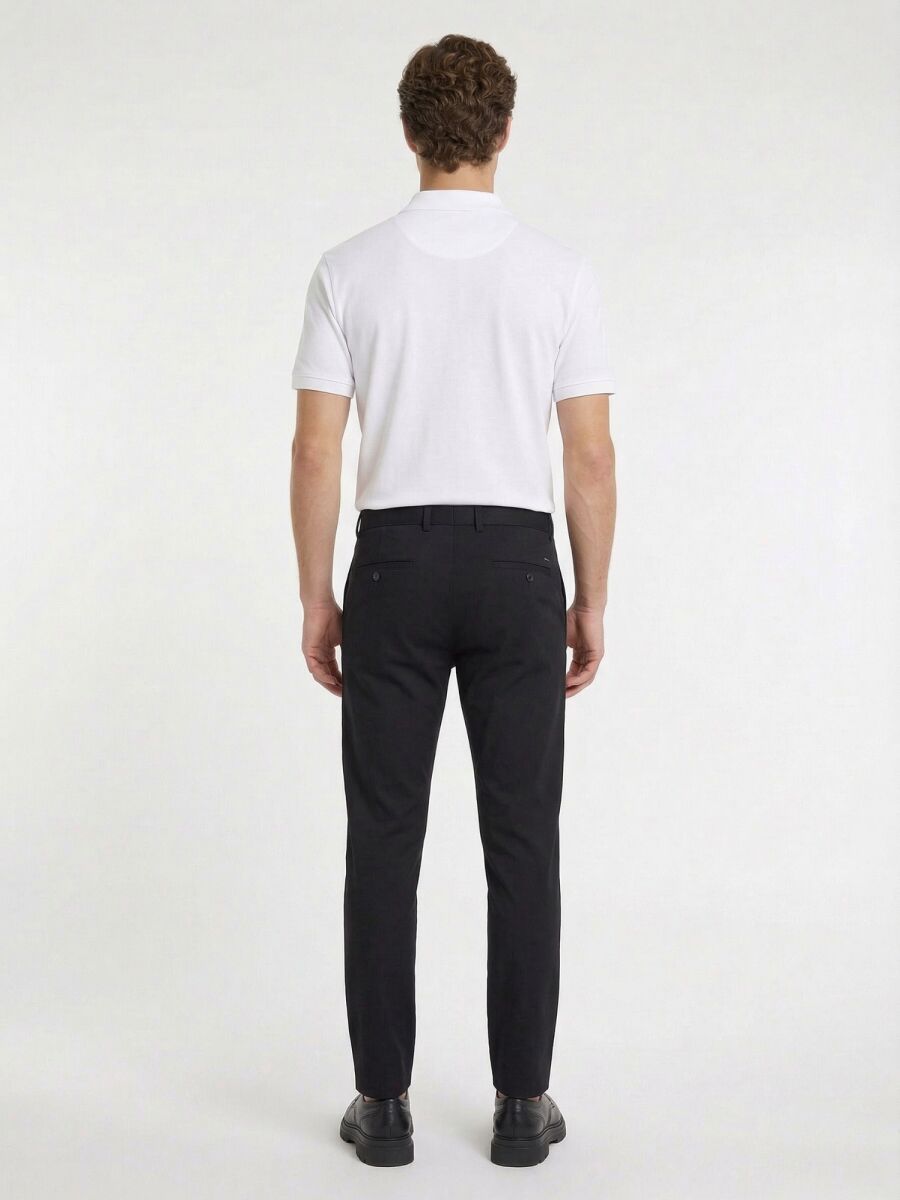 Siyah Düz Dokuma Slim Fit Casual Pantolon - 4
