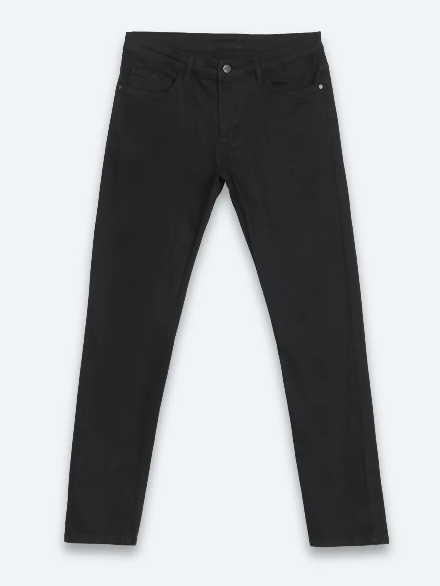 Siyah Düz Dokuma Slim Fit Spor Pamuk Karışımlı Pantolon - 7
