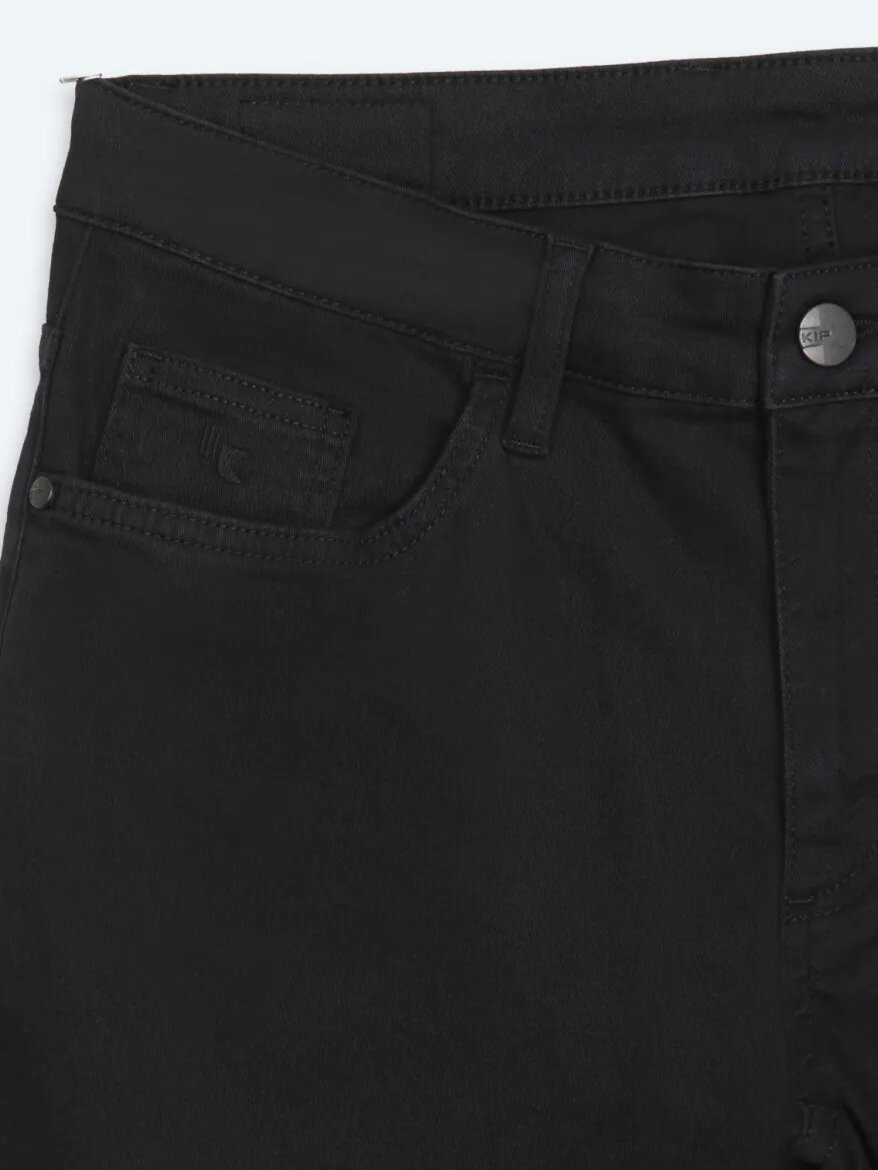 Siyah Düz Dokuma Slim Fit Spor Pamuk Karışımlı Pantolon - 8