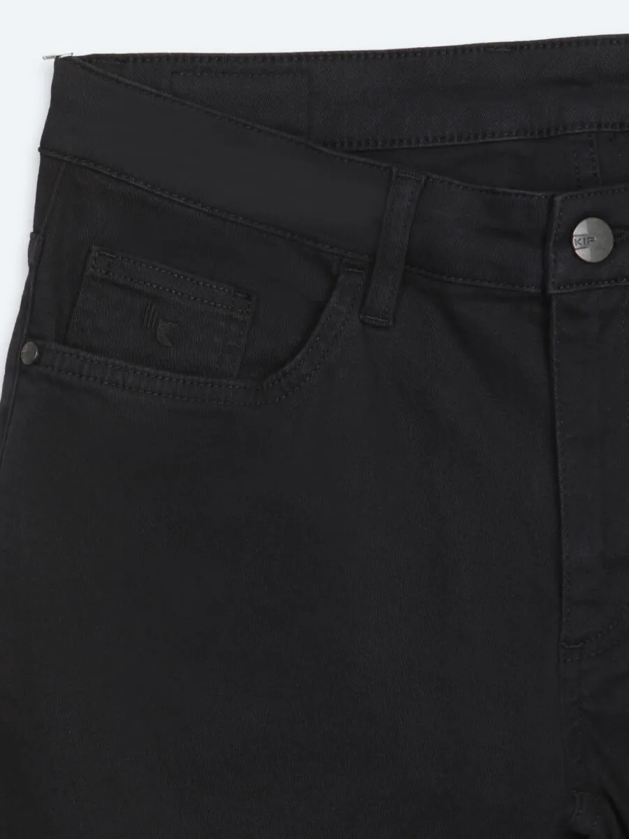 Siyah Düz Dokuma Slim Fit Spor Pamuk Karışımlı Pantolon - 8
