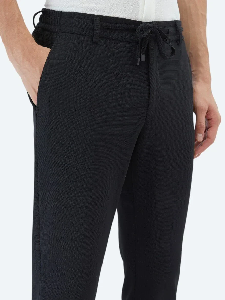 Siyah Düz Fitted Fit Örme Takım Elbise - 6