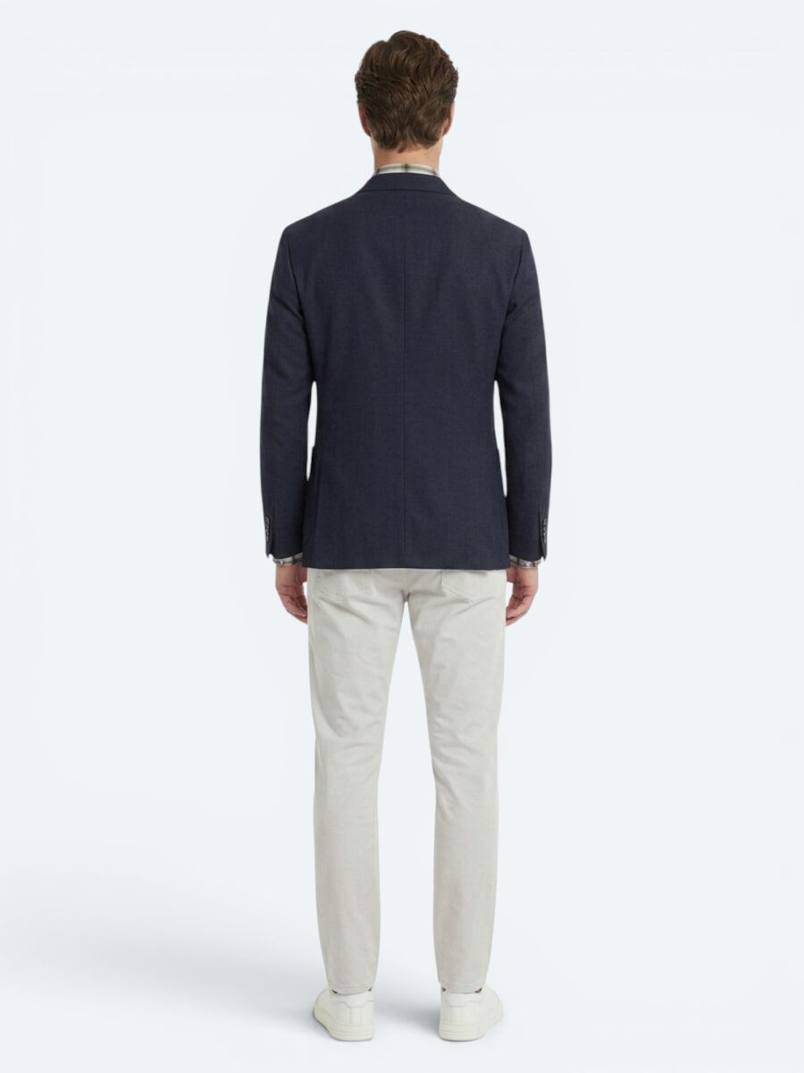 Siyah Düz Modern Fit %100 Keten Ceket - 4