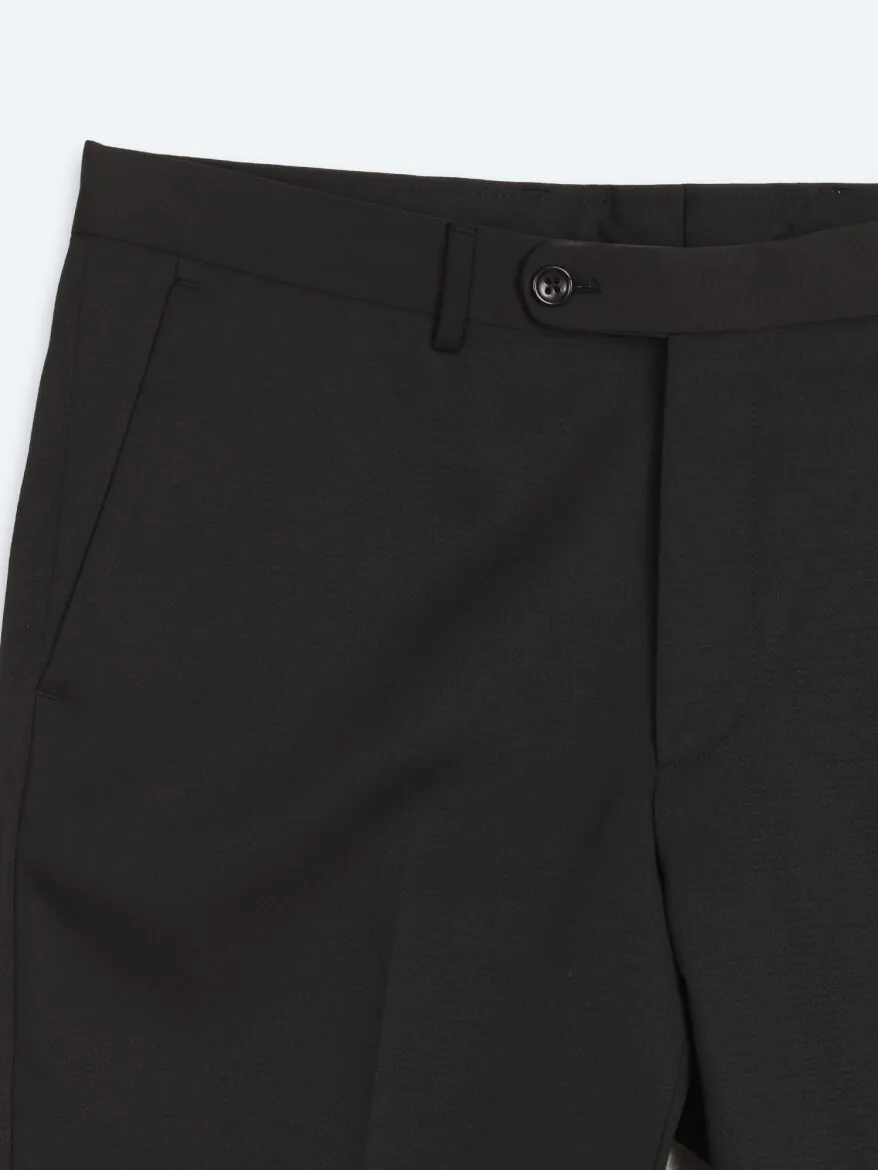 Siyah Düz Modern Fit Dokuma Smokin Takım Elbise - 10