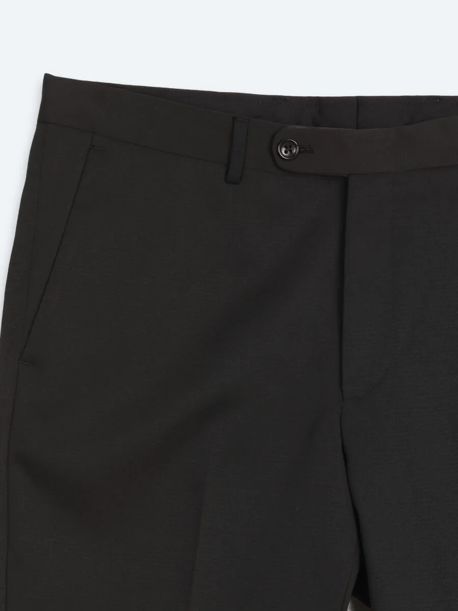 Siyah Düz Modern Fit Dokuma Smokin Takım Elbise - 10