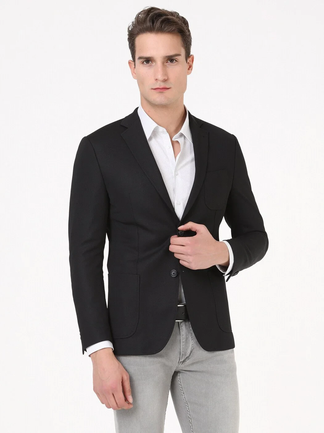 Siyah Düz Modern Fit Örme Ceket - 3