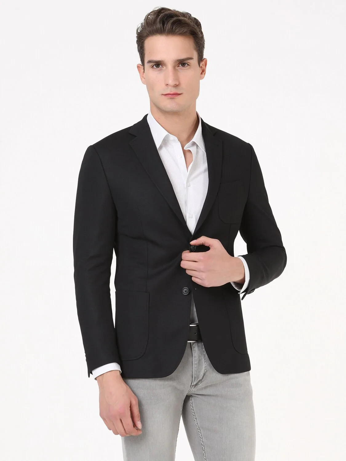 Siyah Düz Modern Fit Örme Ceket - 3