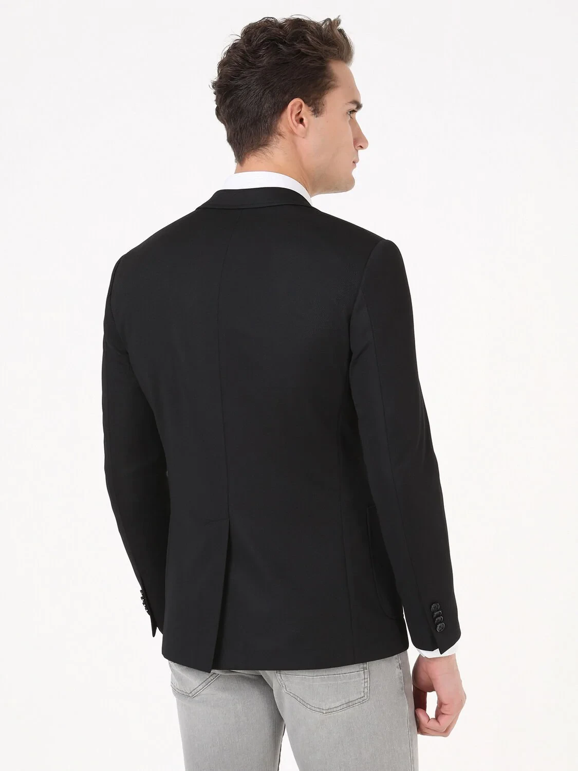 Siyah Düz Modern Fit Örme Ceket - 5