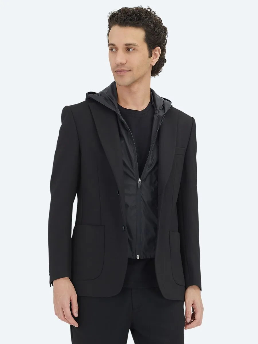 Siyah Düz Modern Fit Örme Ceket - 4