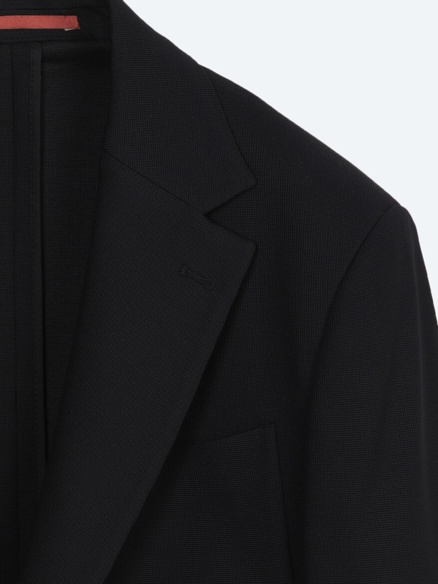 Siyah Mikro Modern Fit Örme Takım Elbise - 8