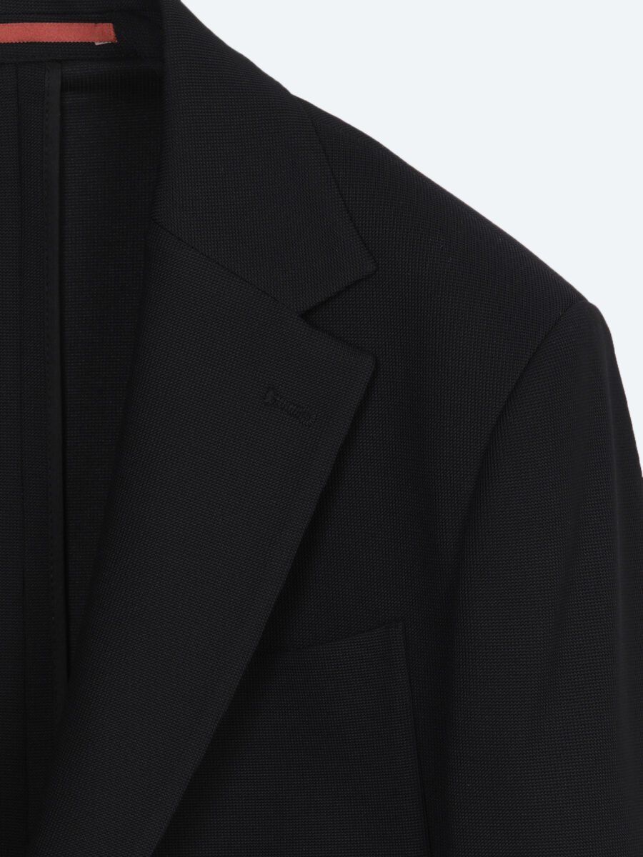 Siyah Mikro Modern Fit Örme Takım Elbise - 8