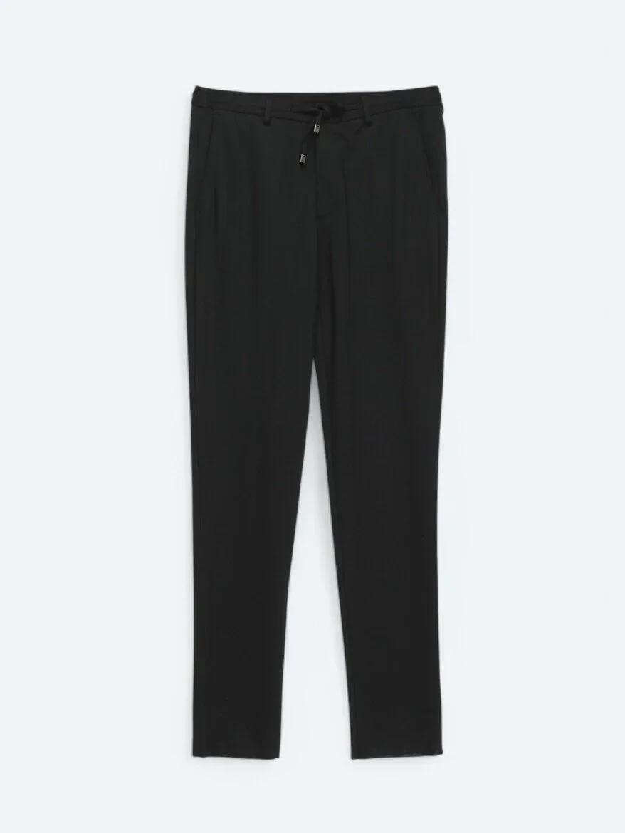 Siyah Düz Modern Fit Örme Takım Elbise - 2