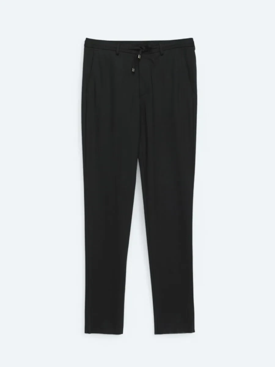 Siyah Düz Modern Fit Örme Takım Elbise - 2