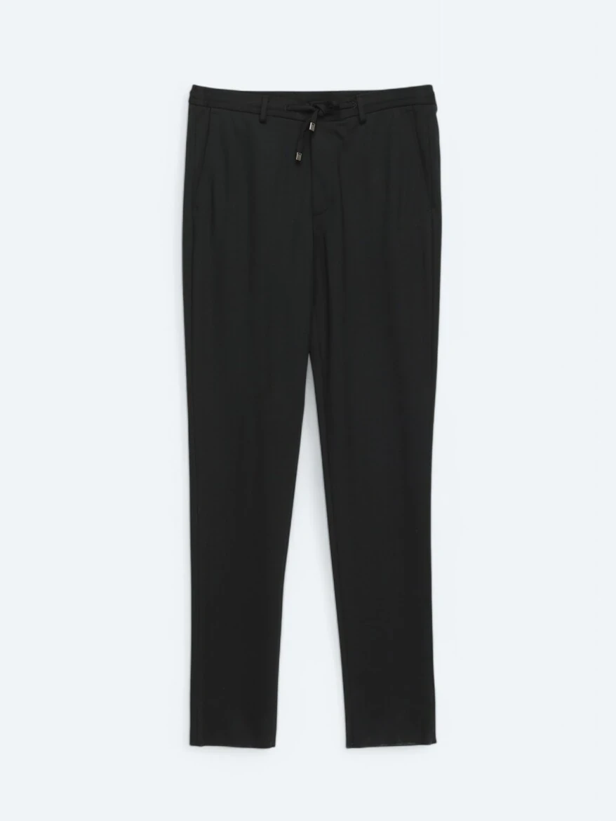 Siyah Düz Modern Fit Örme Takım Elbise - 2