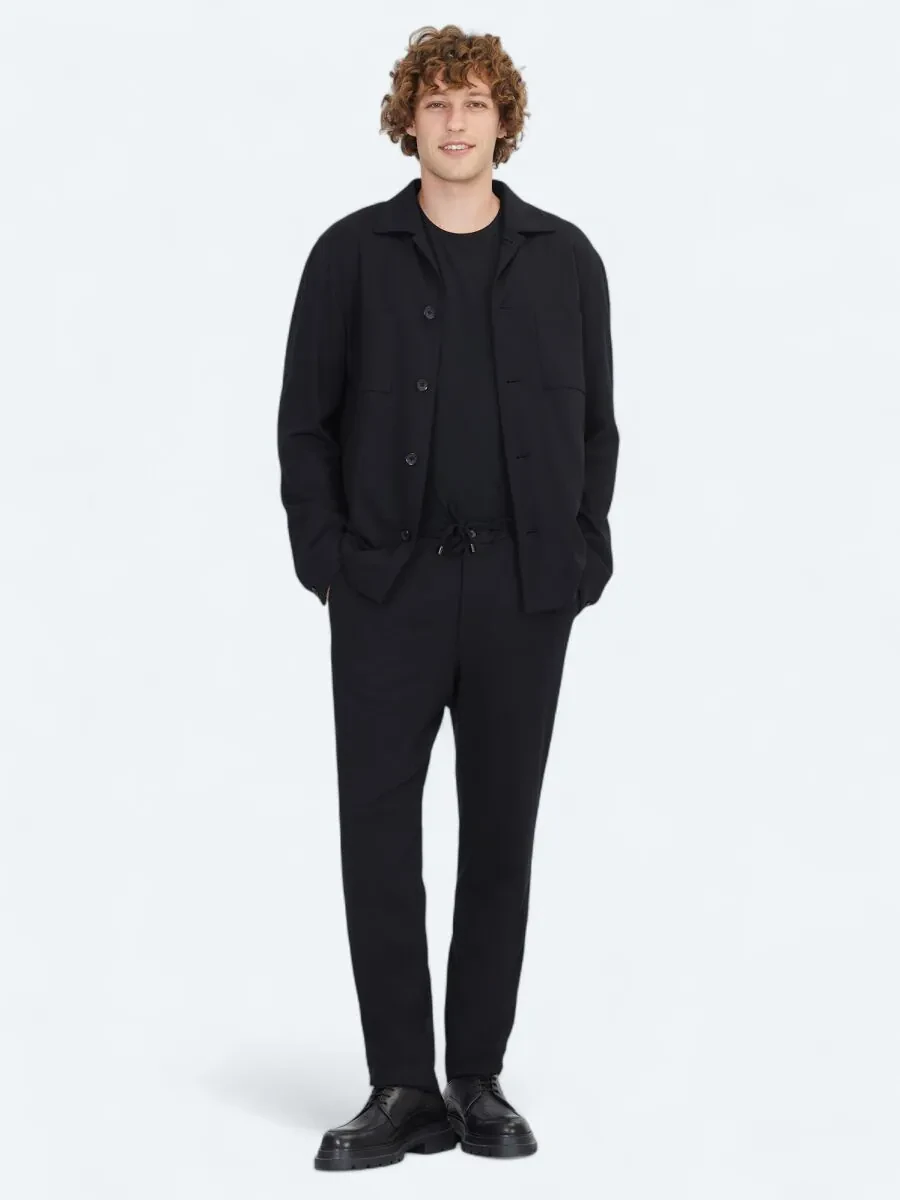 Siyah Düz Modern Fit Örme Takım Elbise - 2