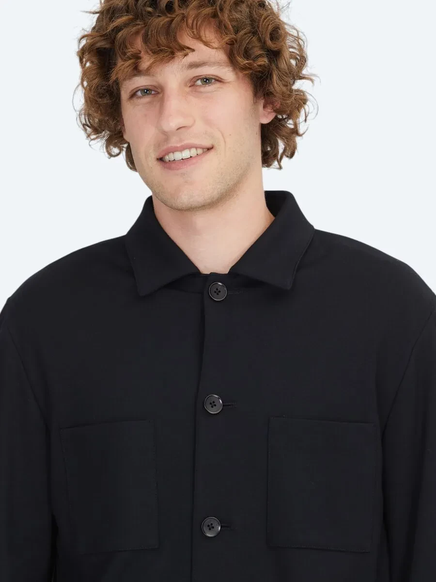 Siyah Düz Modern Fit Örme Takım Elbise - 3