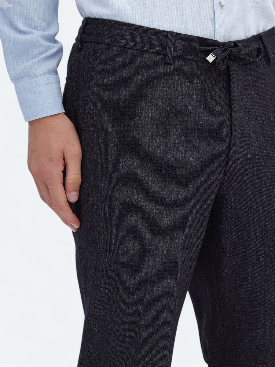 Siyah Düz Modern Fit Pamuk Karışımlı Takım Elbise - 8