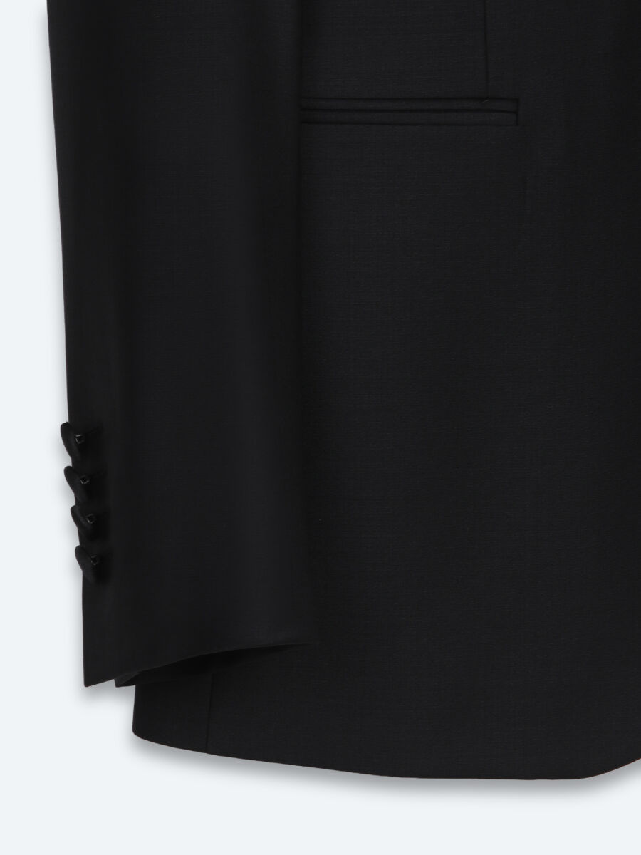 Siyah Düz Modern Fit Prinç Smokin Takım Elbise - 9