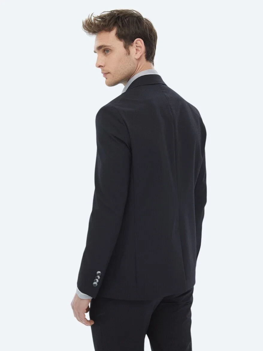 Siyah Düz Modern Fit Takım Elbise - 14