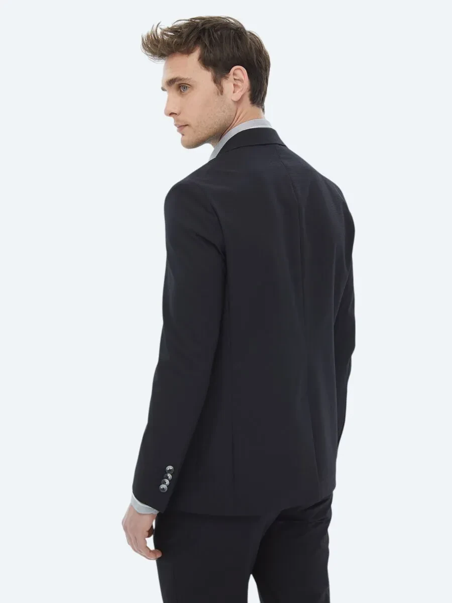 Siyah Düz Modern Fit Takım Elbise - 14