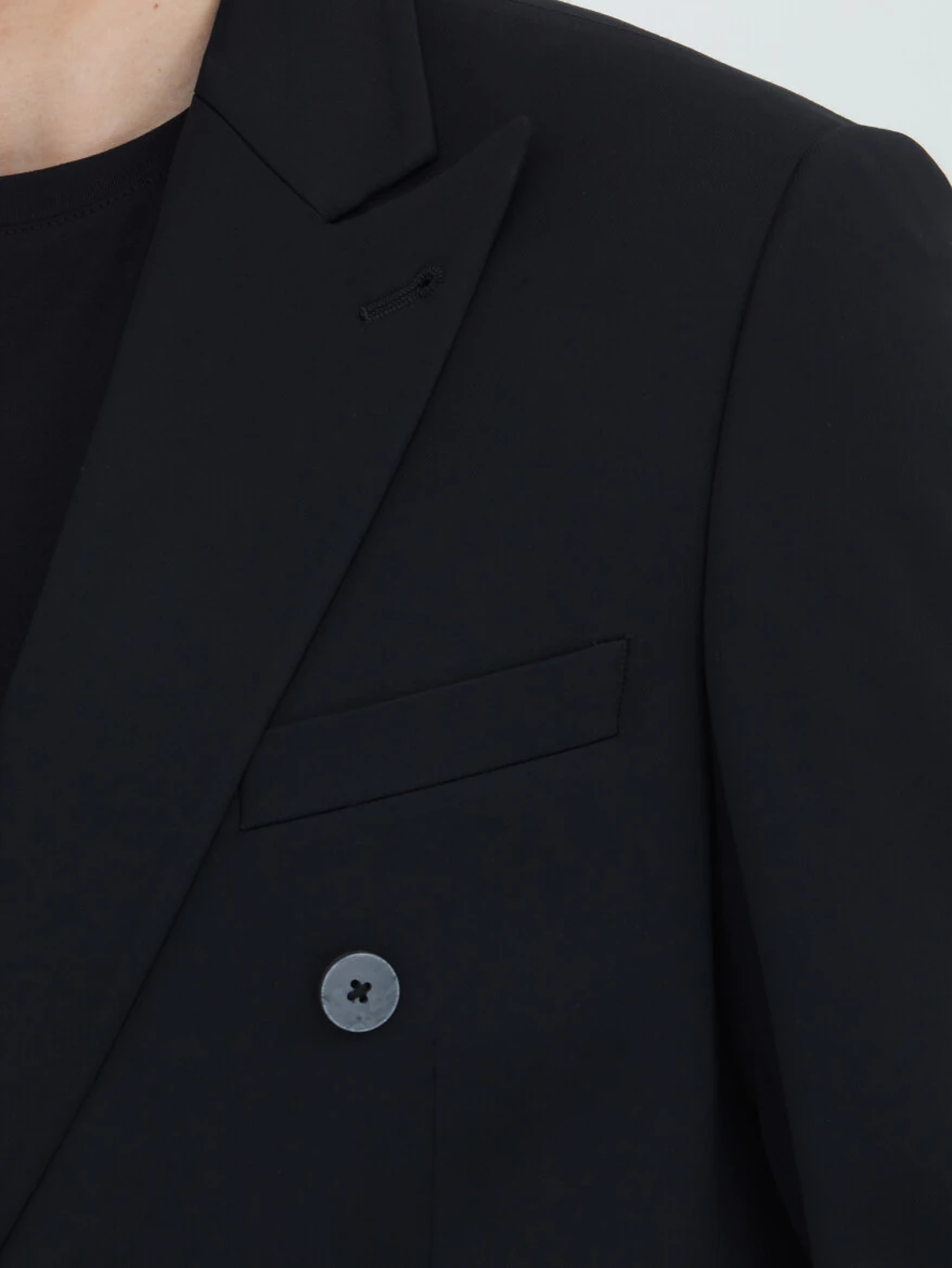 Siyah Düz Modern Fit Takım Elbise - 5