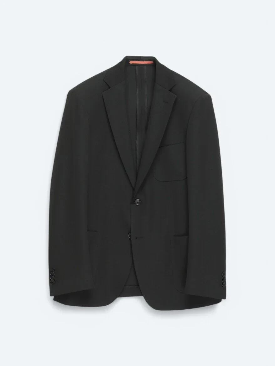 Siyah Düz Modern Fit Takım Elbise - 1