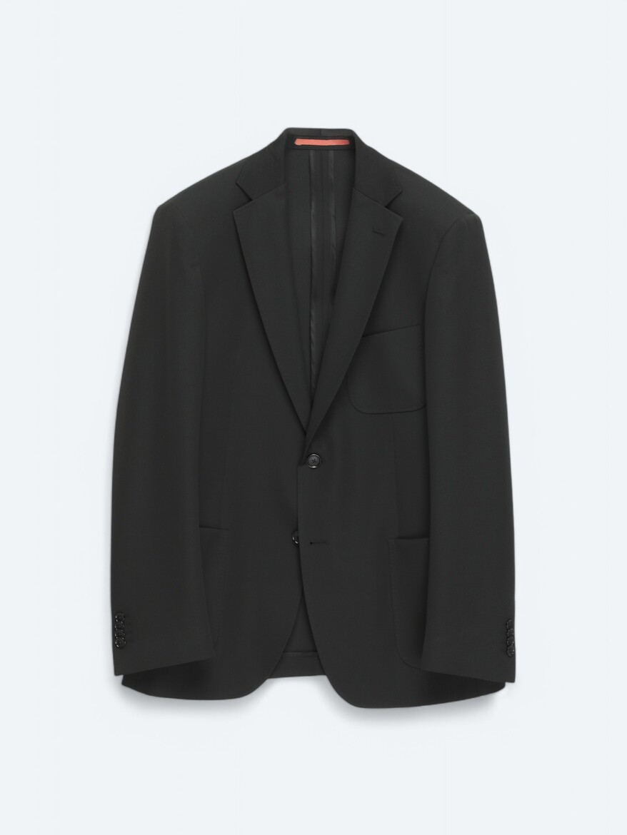 Siyah Düz Modern Fit Takım Elbise - 1