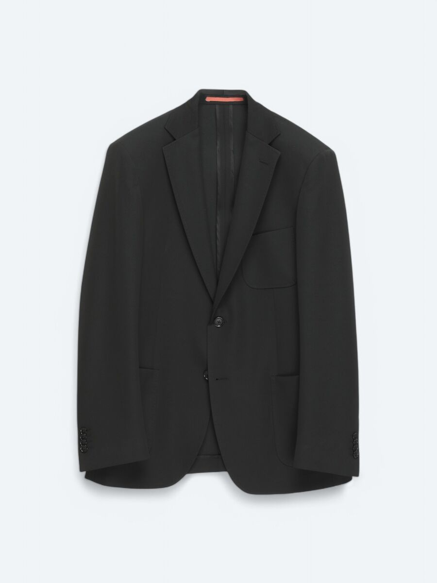 Siyah Düz Modern Fit Takım Elbise - 1