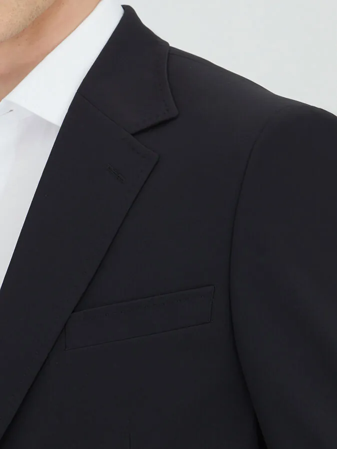 Siyah Düz Modern Fit Takım Elbise - 3