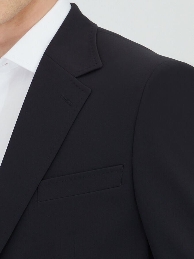 Siyah Düz Modern Fit Takım Elbise - 3