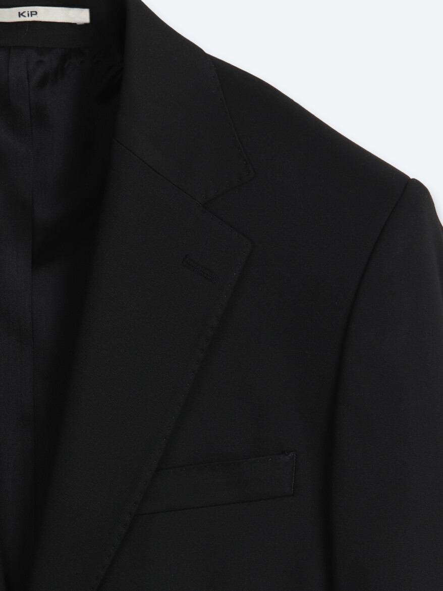 Siyah Düz Modern Fit Takım Elbise - 8