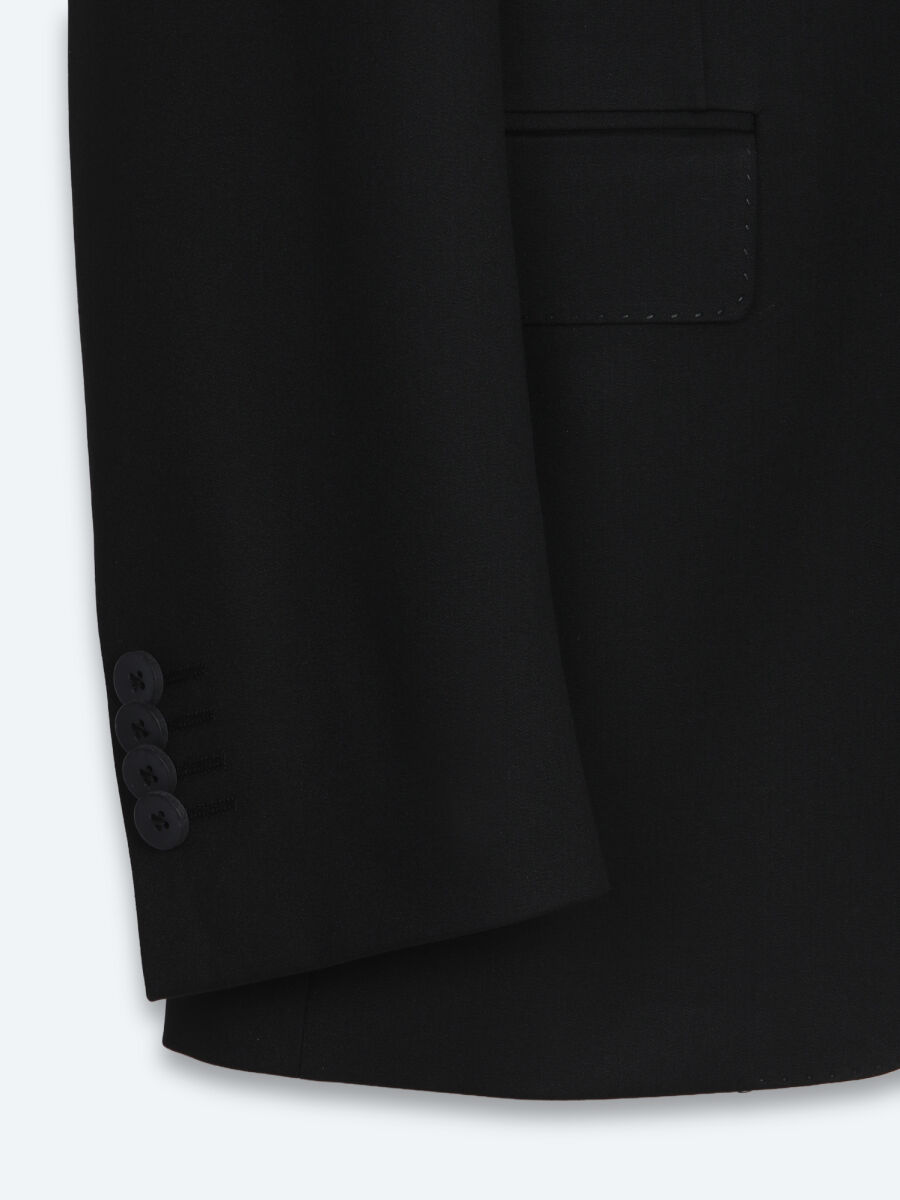 Siyah Düz Modern Fit Takım Elbise - 9