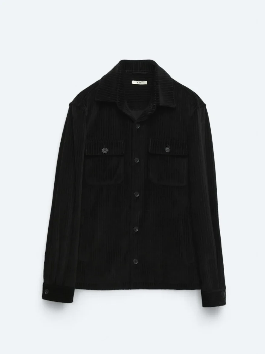 Siyah Düz Oversize Fit Pamuk Karışımlı Overshırt - 8