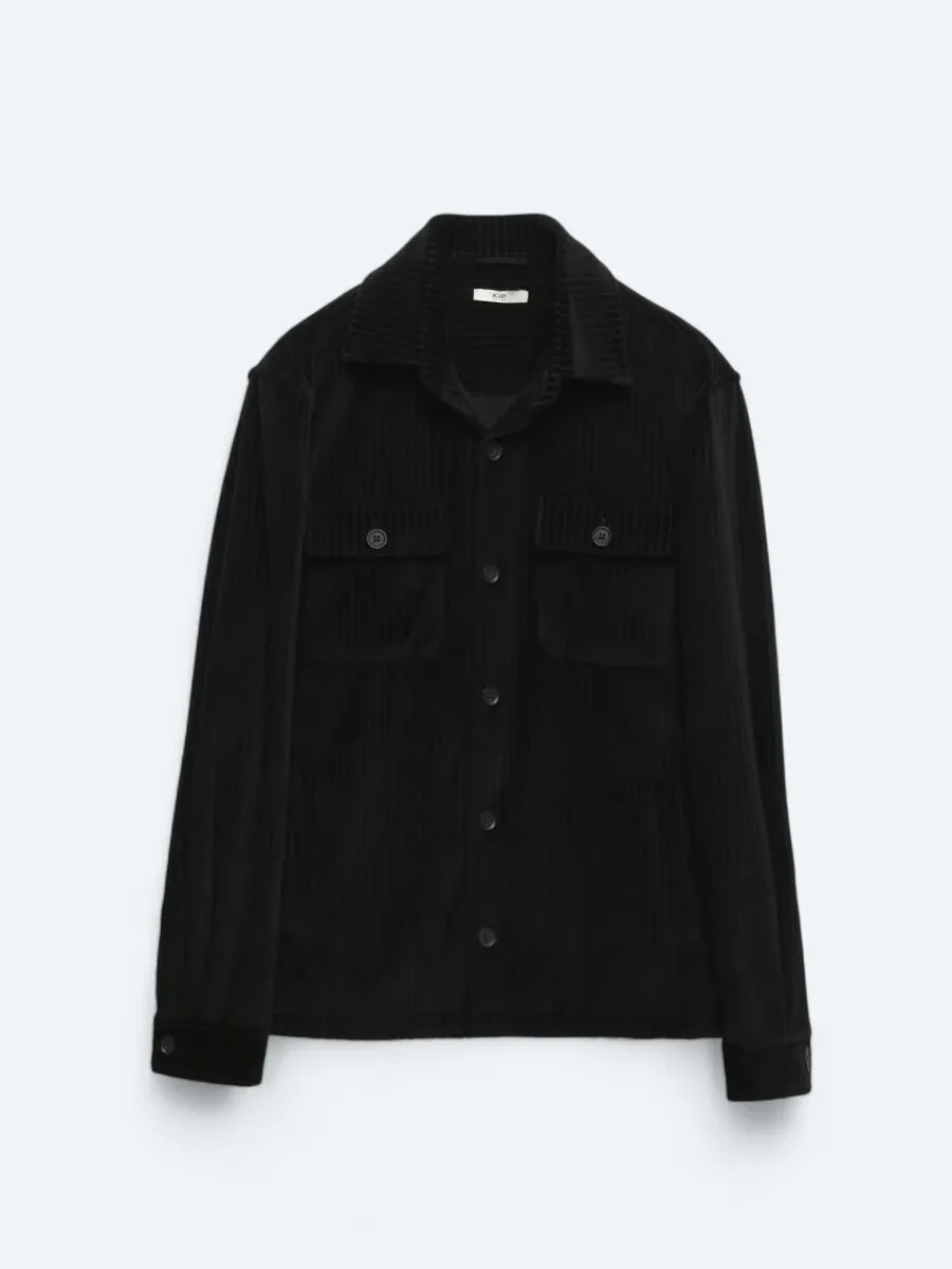 Siyah Düz Oversize Fit Pamuk Karışımlı Overshırt - 8