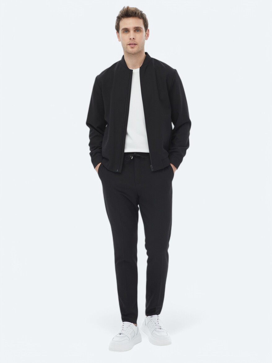 Siyah Düz Oversize Fit Takım Elbise - 1