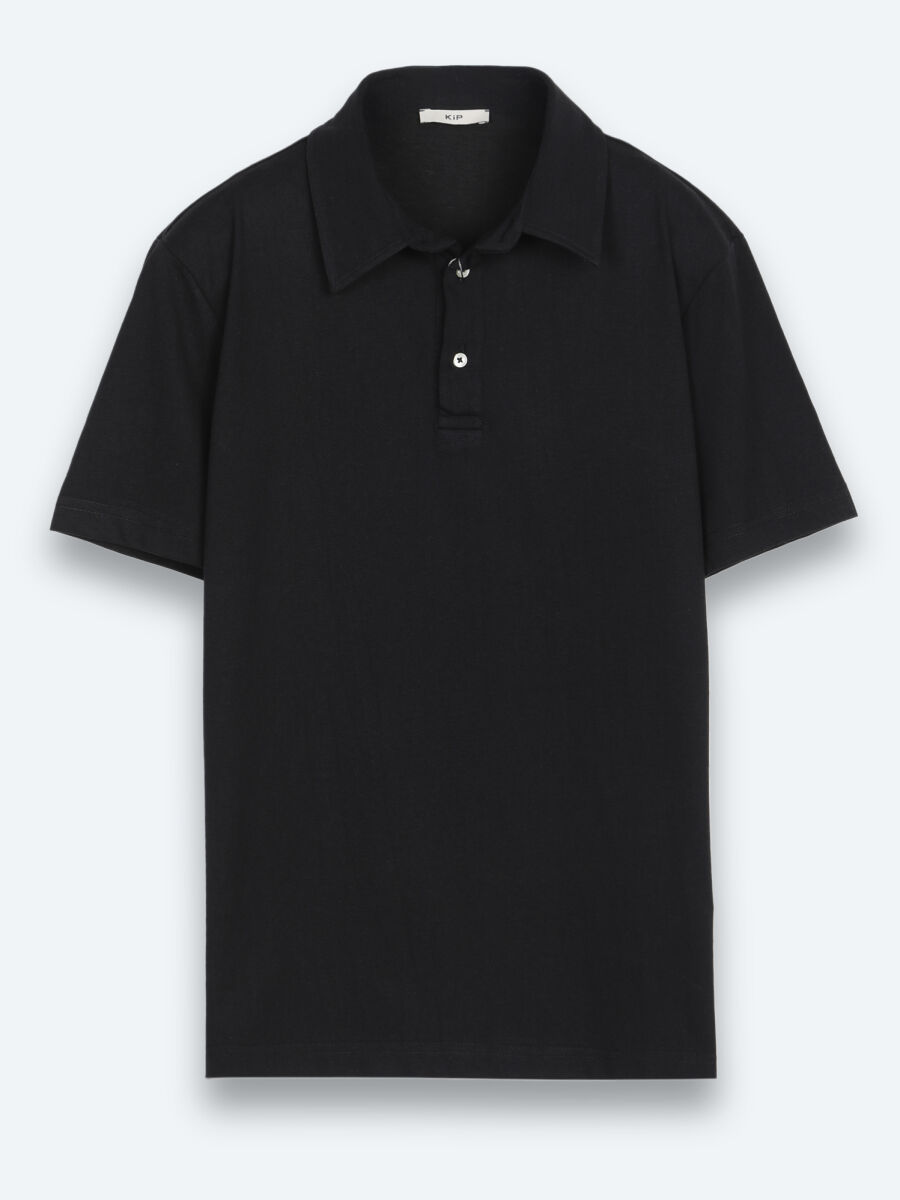 Siyah Düz Pamuk Karışımlı T-Shirt - 6