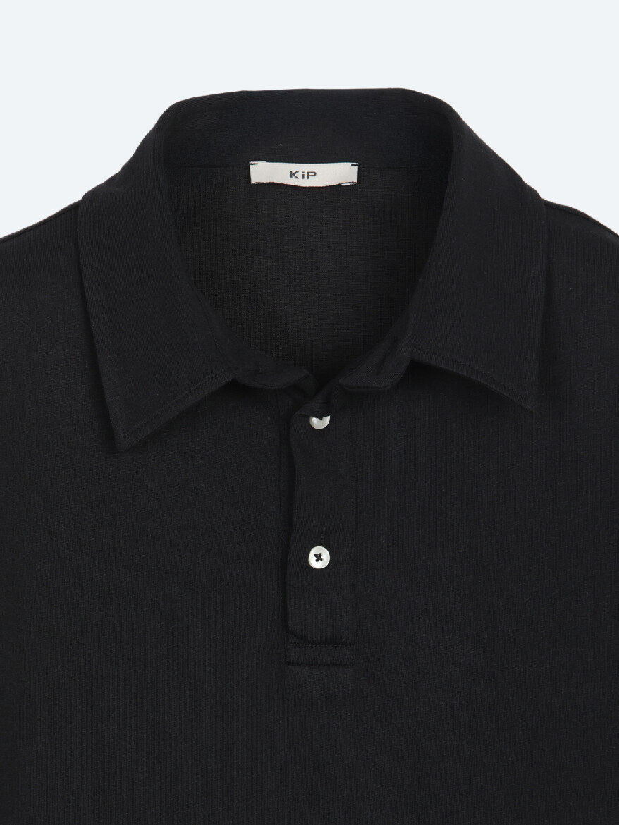 Siyah Düz Pamuk Karışımlı T-Shirt - 8