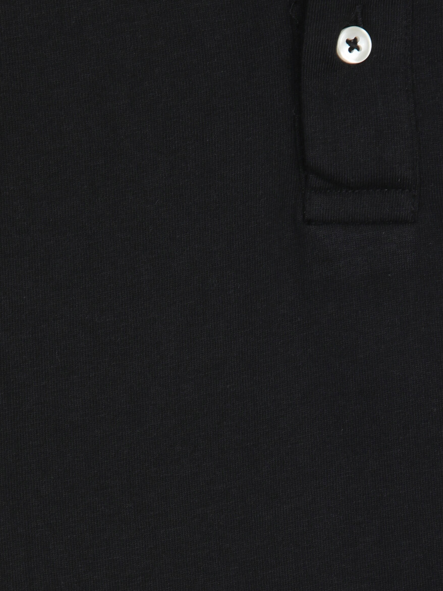 Siyah Düz Pamuk Karışımlı T-Shirt - 9