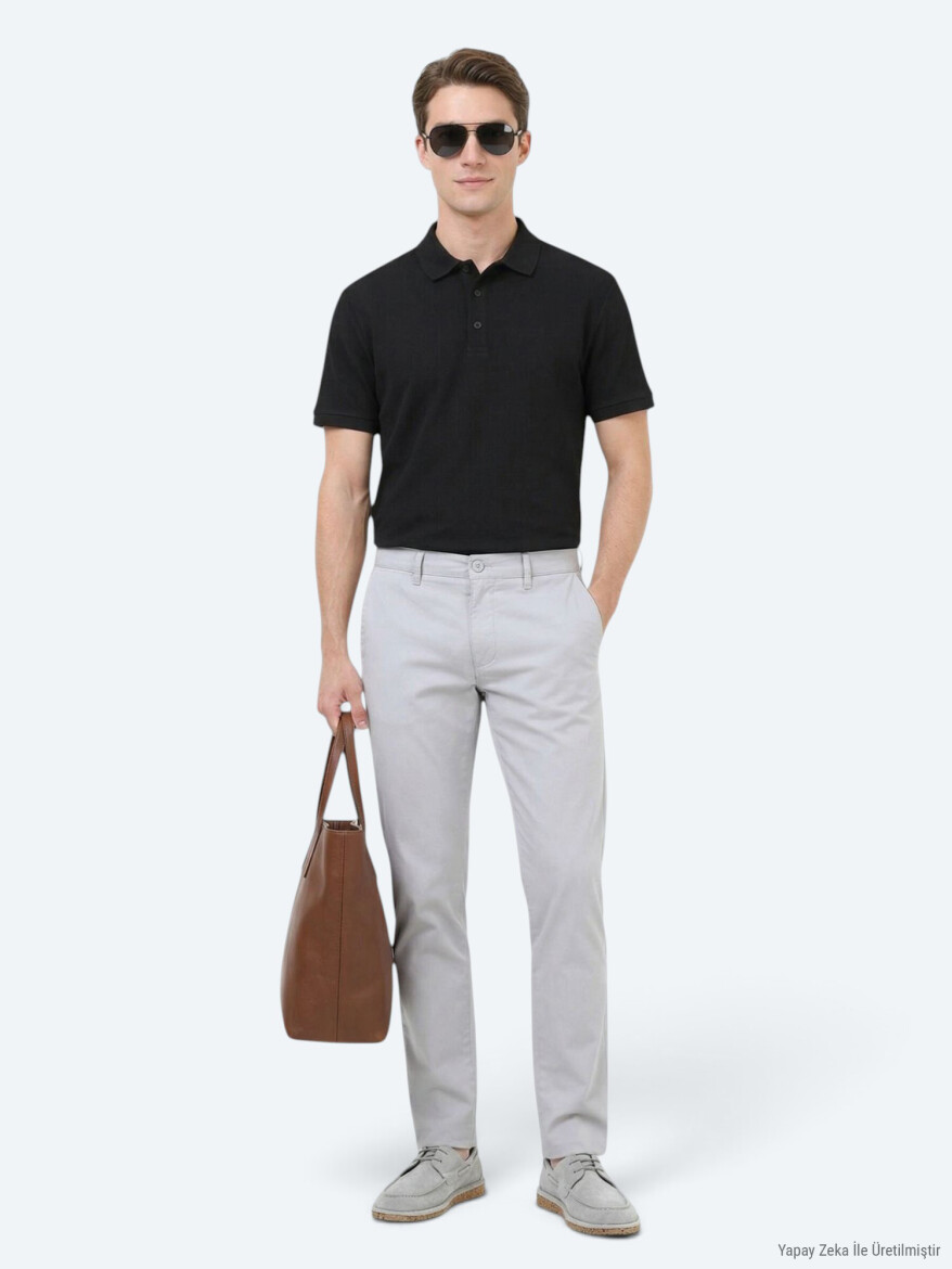 Siyah Düz Polo Yaka %100 Pamuk T-Shirt - KİP