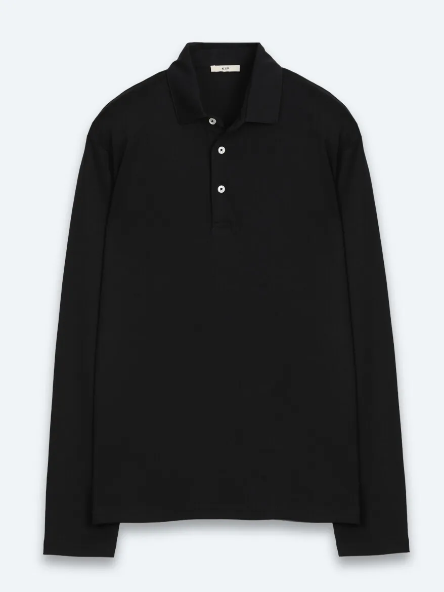 Siyah Düz Polo Yaka %100 Pamuk T-Shirt - 7