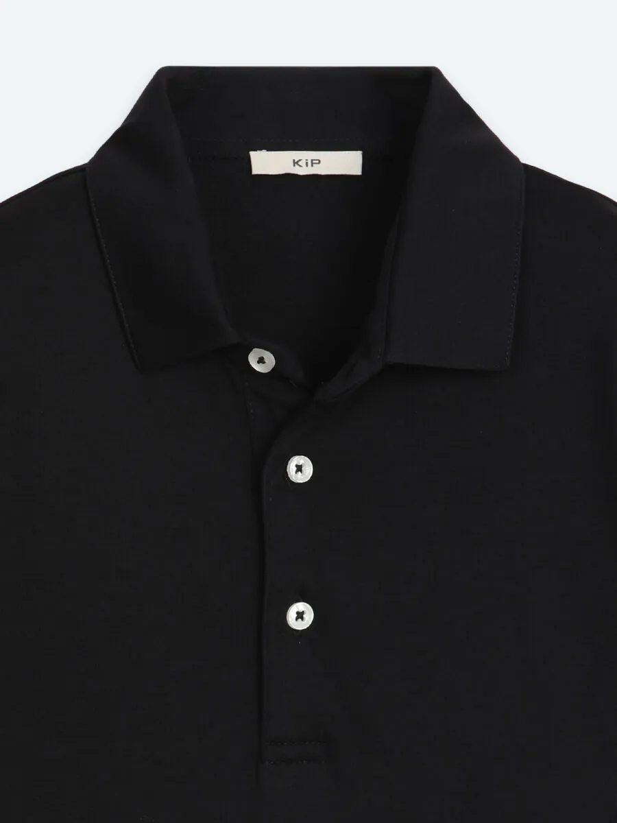 Siyah Düz Polo Yaka %100 Pamuk T-Shirt - 8