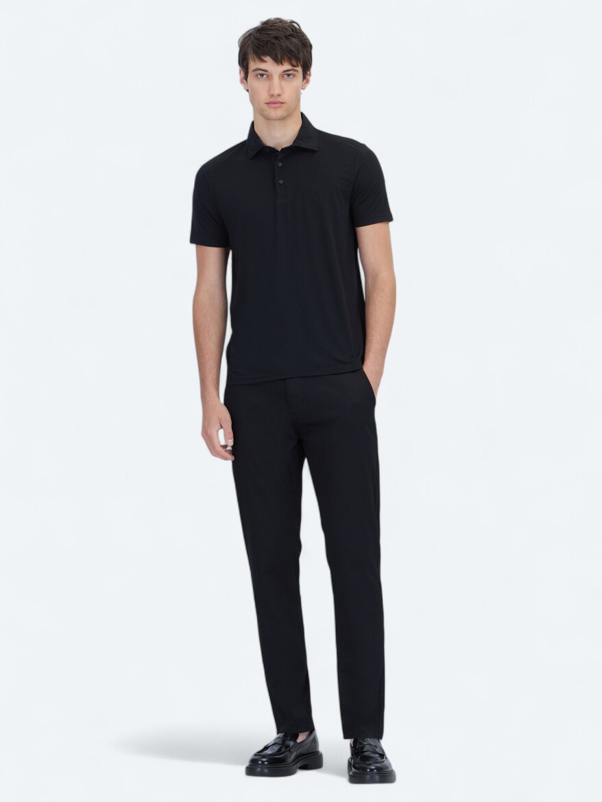 Siyah Düz Polo Yaka T-Shirt - KİP