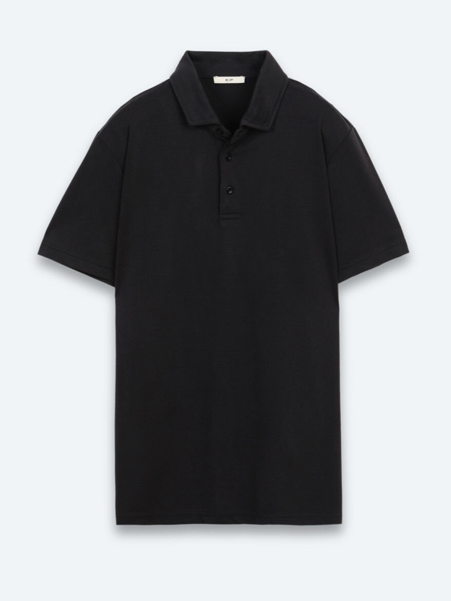 Siyah Düz Polo Yaka T-Shirt - 6