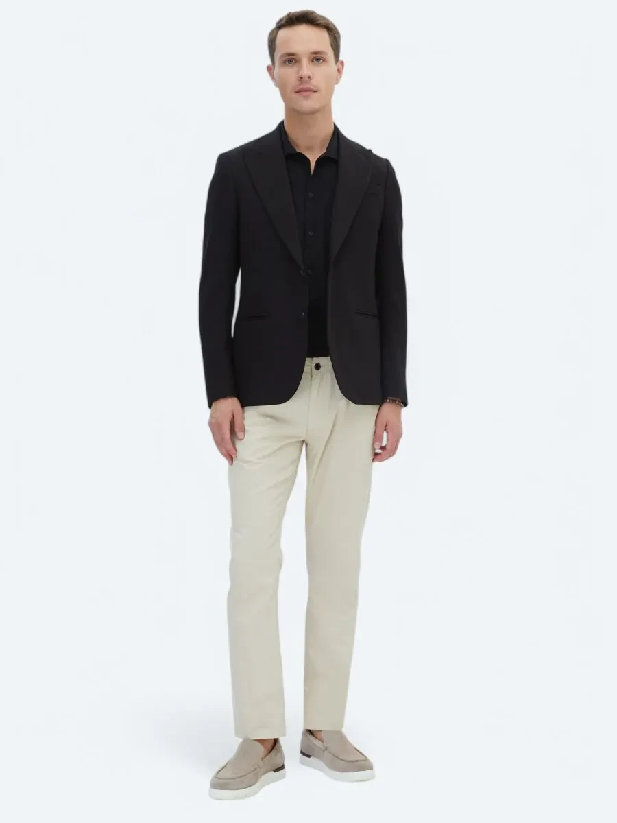 Siyah Düz Slim Fit Ceket - 2
