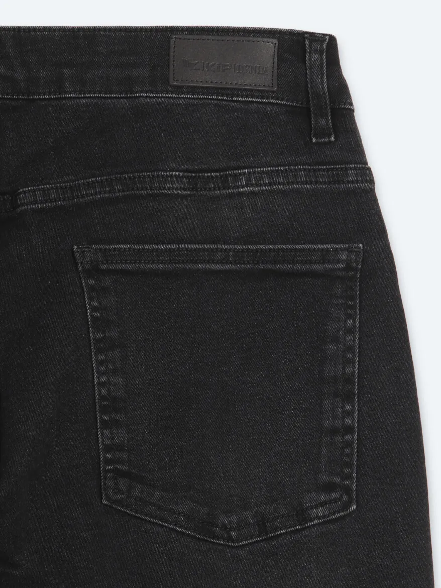 Siyah Düz Slim Fit Denim Pamuk Karışımlı Pantolon - 9