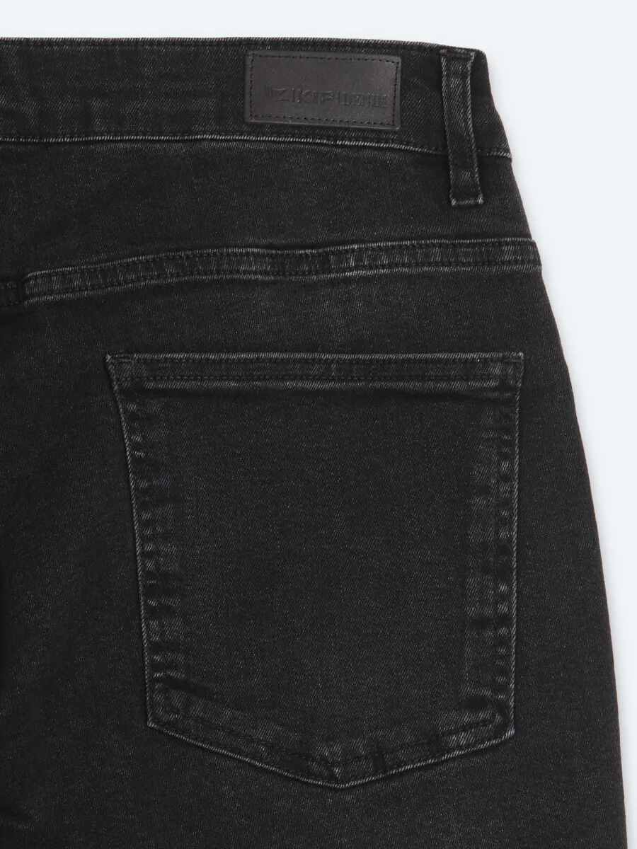 Siyah Düz Slim Fit Denim Pamuk Karışımlı Pantolon - 9