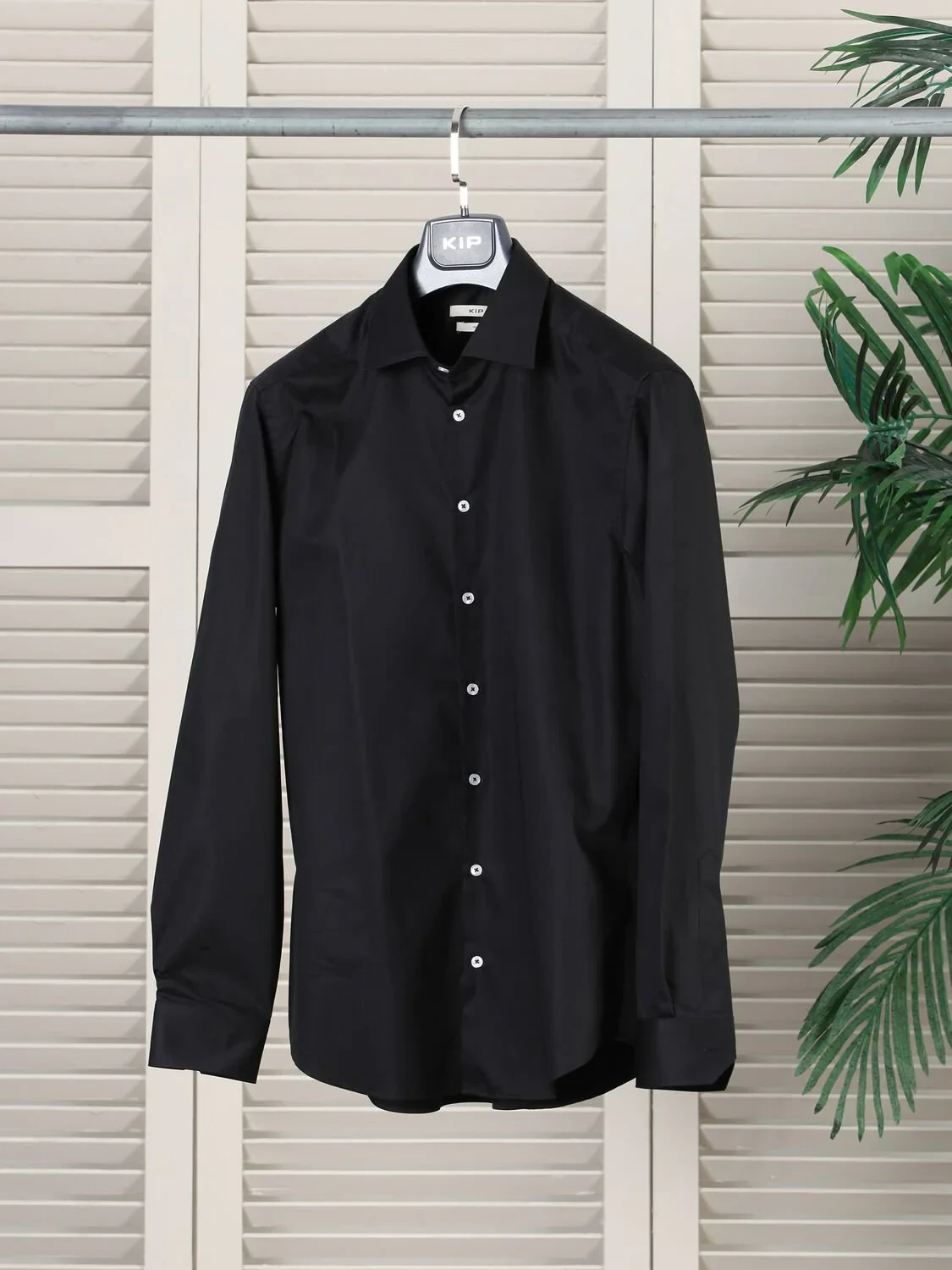 Siyah Düz Slim Fit Dokuma Klasik %100 Pamuk Gömlek - 1