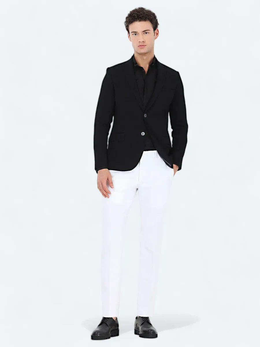 Siyah Düz Slim Fit Dokuma Klasik %100 Pamuk Gömlek - 5