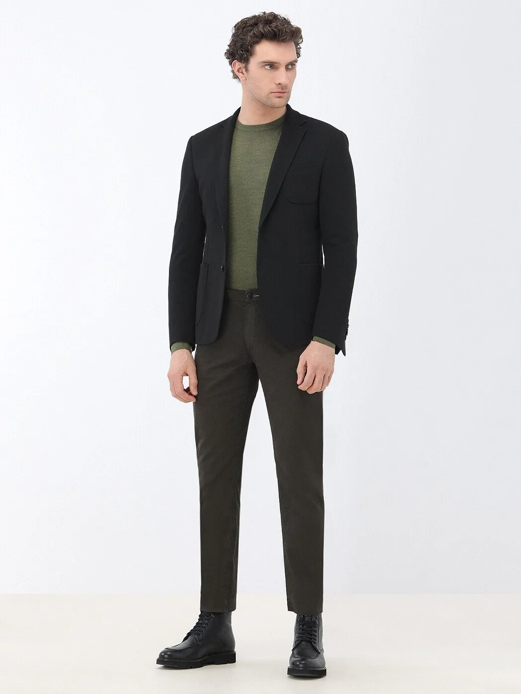 Siyah Düz Slim Fit Örme Ceket - 2