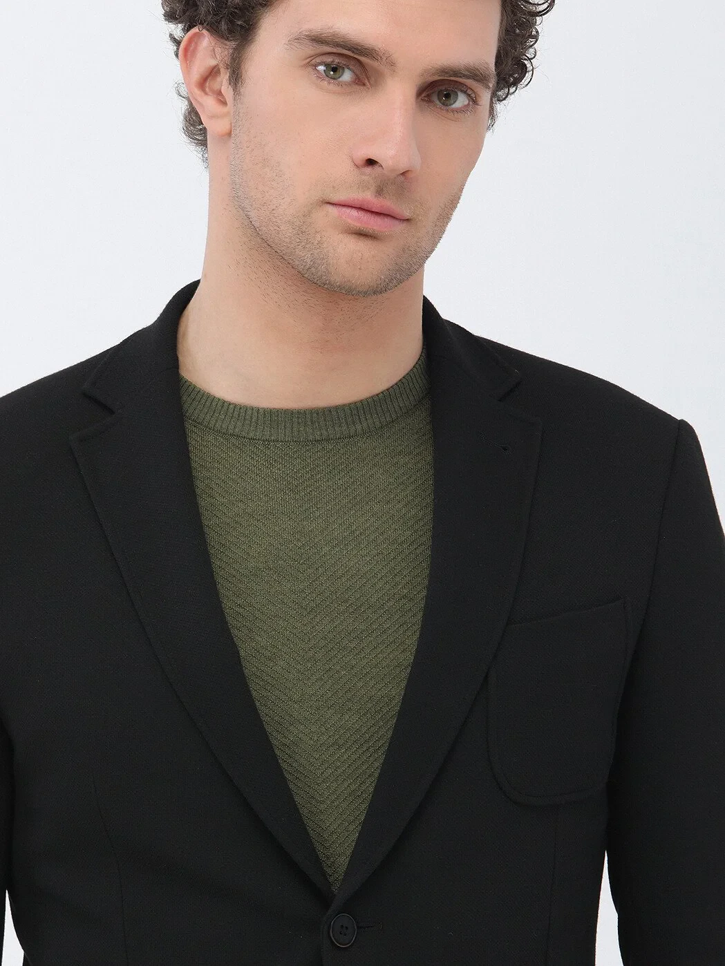 Siyah Düz Slim Fit Örme Ceket - 3